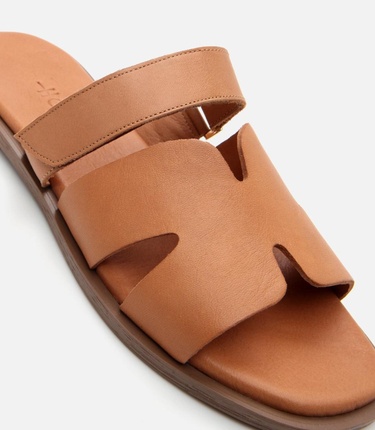  Kadın Deri Taba Ayarlanabilir Düz Terlik