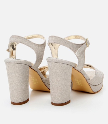  Kadın Gold Simli Abiye Yüksek Topuklu Sandalet