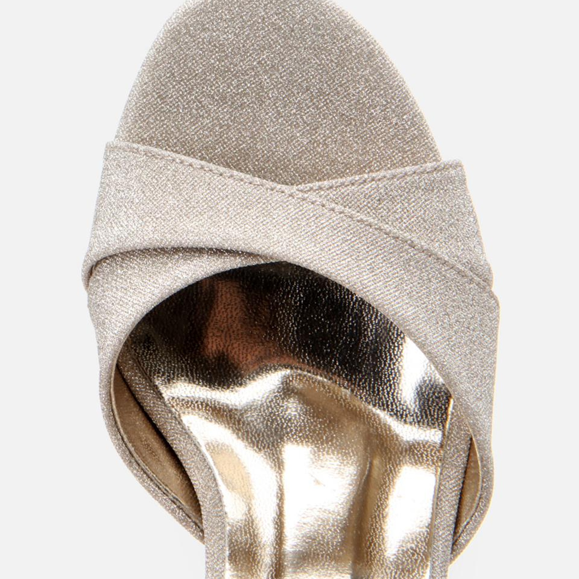 Kadın Gold Simli Abiye Yüksek Topuklu Sandalet