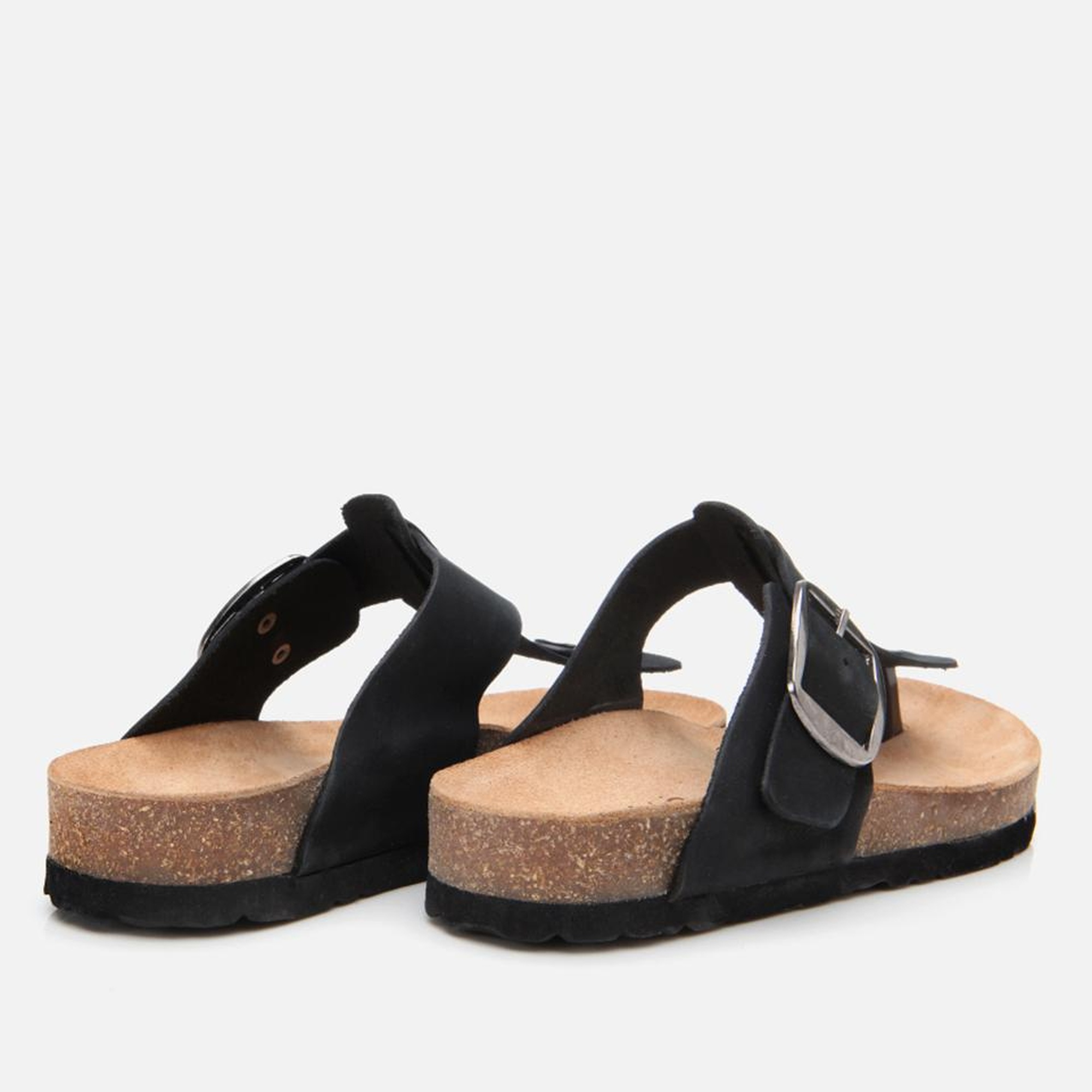 Kadın Nubuk Deri Siyah Kemerli Parmak Arası Terlik