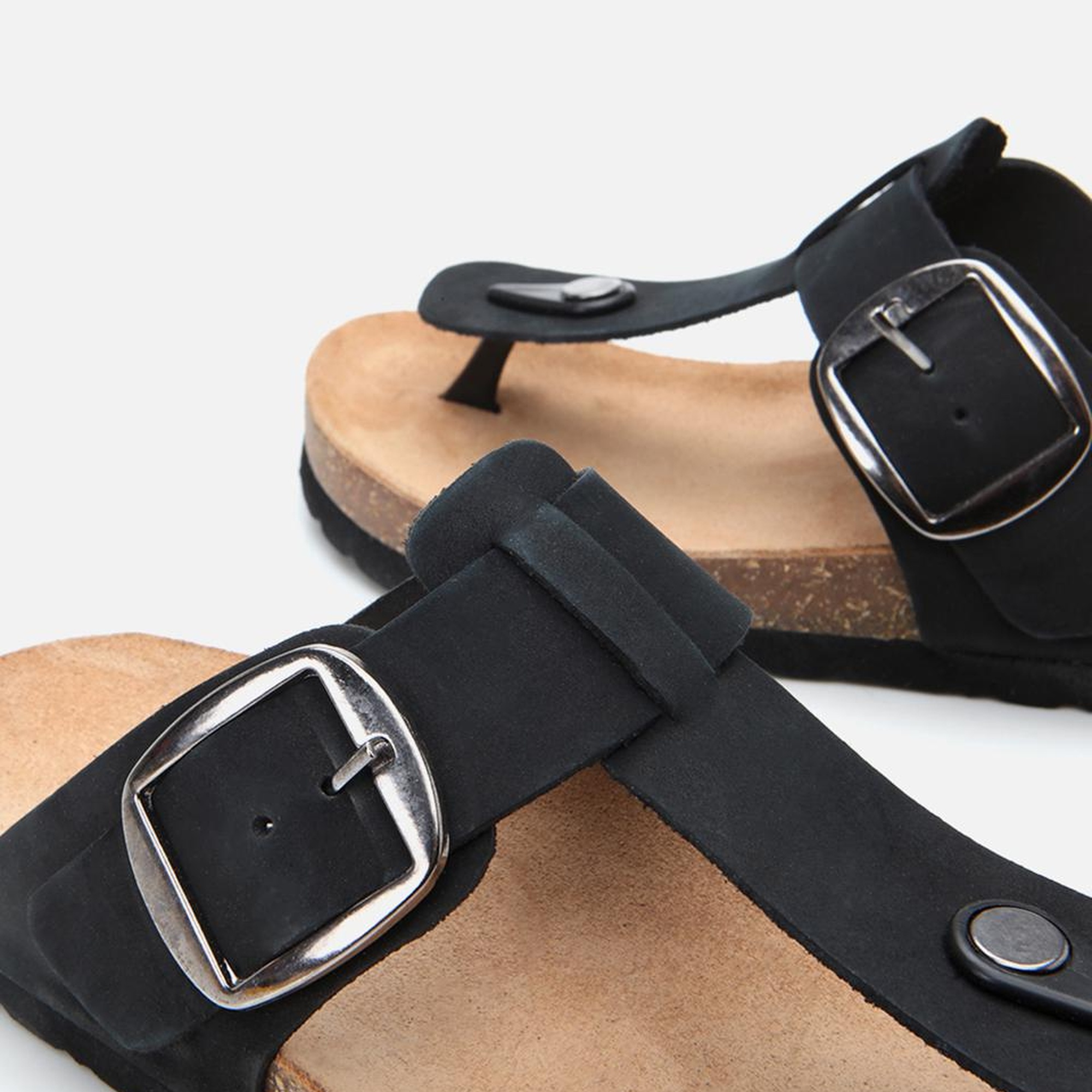 Kadın Nubuk Deri Siyah Kemerli Parmak Arası Terlik