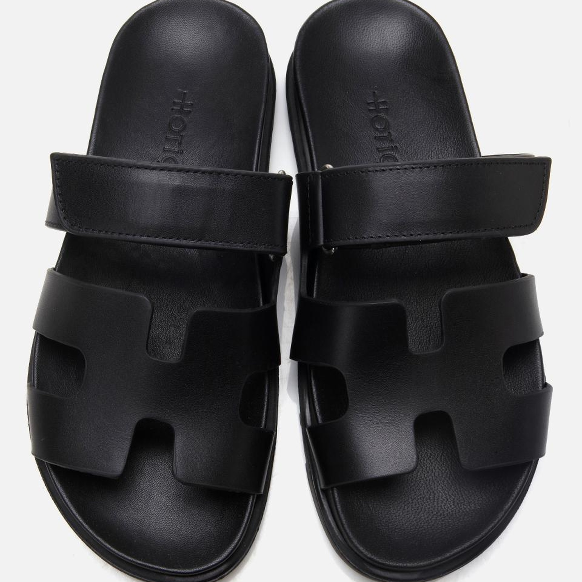 Kadın Deri Siyah Ayarlanabilir Düz Terlik