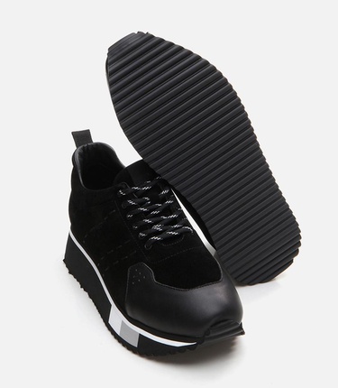  Erkek Deri Siyah Spor Ayakkabı