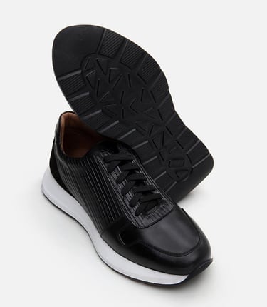  Erkek Deri Siyah Spor Ayakkabı