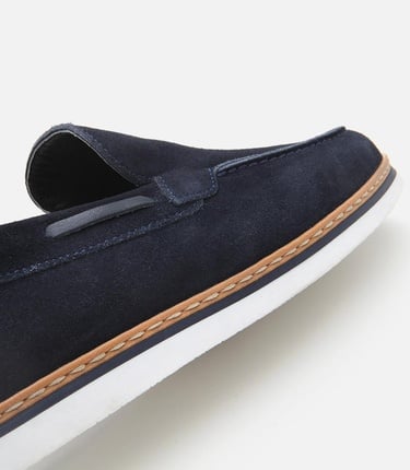  Erkek Süet Deri Lacivert Rahat Loafer