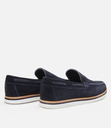  Erkek Süet Deri Lacivert Rahat Loafer