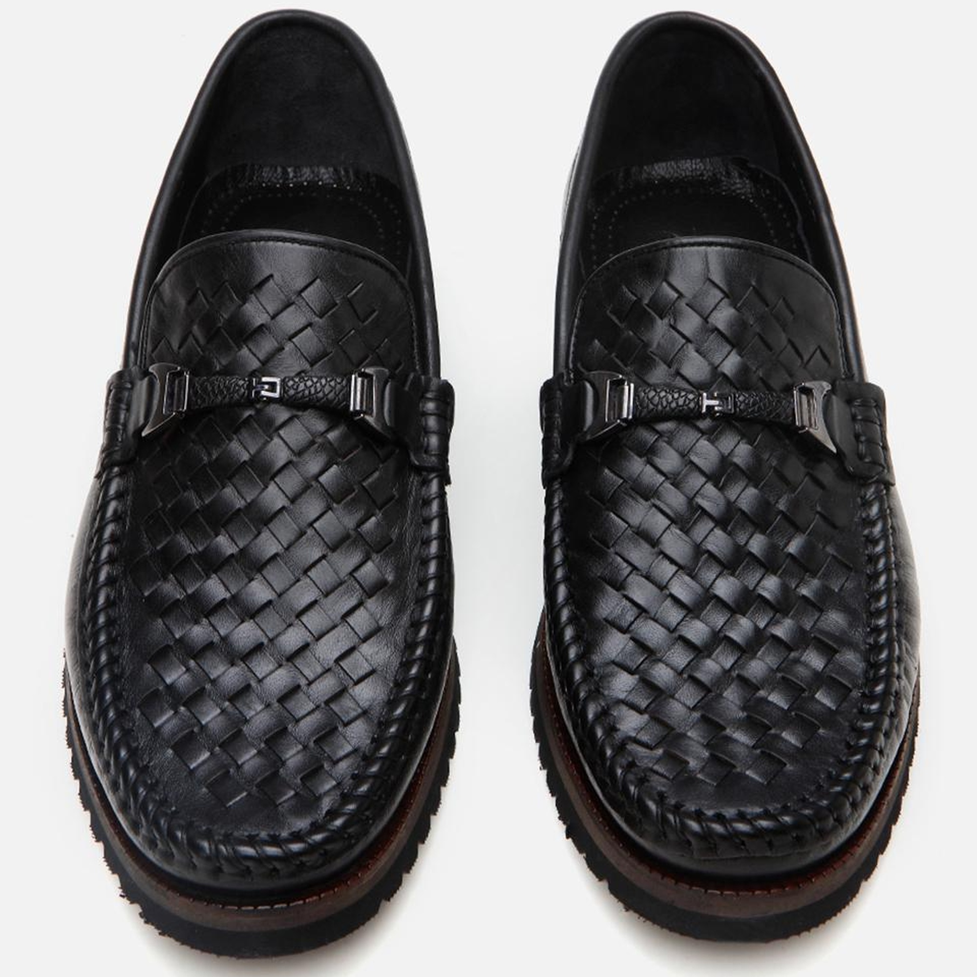 Erkek Deri Siyah Hafif Tabanlı Toka Detaylı Loafer