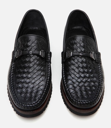  Erkek Deri Siyah Hafif Tabanlı Toka Detaylı Loafer