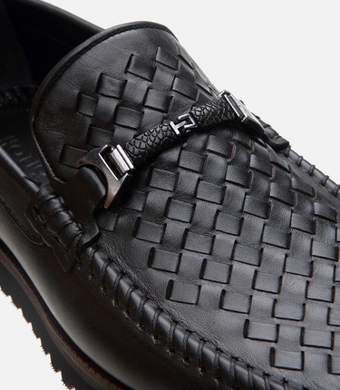  Erkek Deri Siyah Hafif Tabanlı Toka Detaylı Loafer