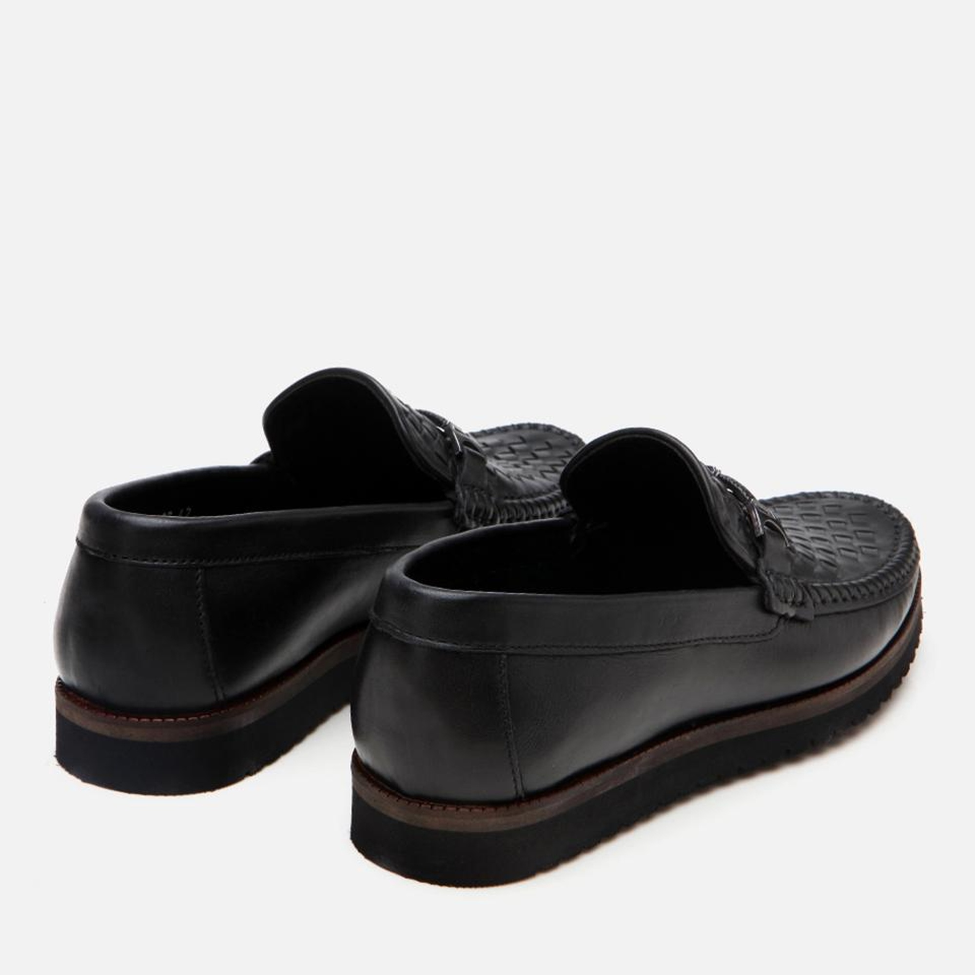 Erkek Deri Siyah Hafif Tabanlı Toka Detaylı Loafer