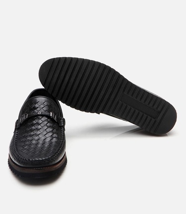  Erkek Deri Siyah Hafif Tabanlı Toka Detaylı Loafer