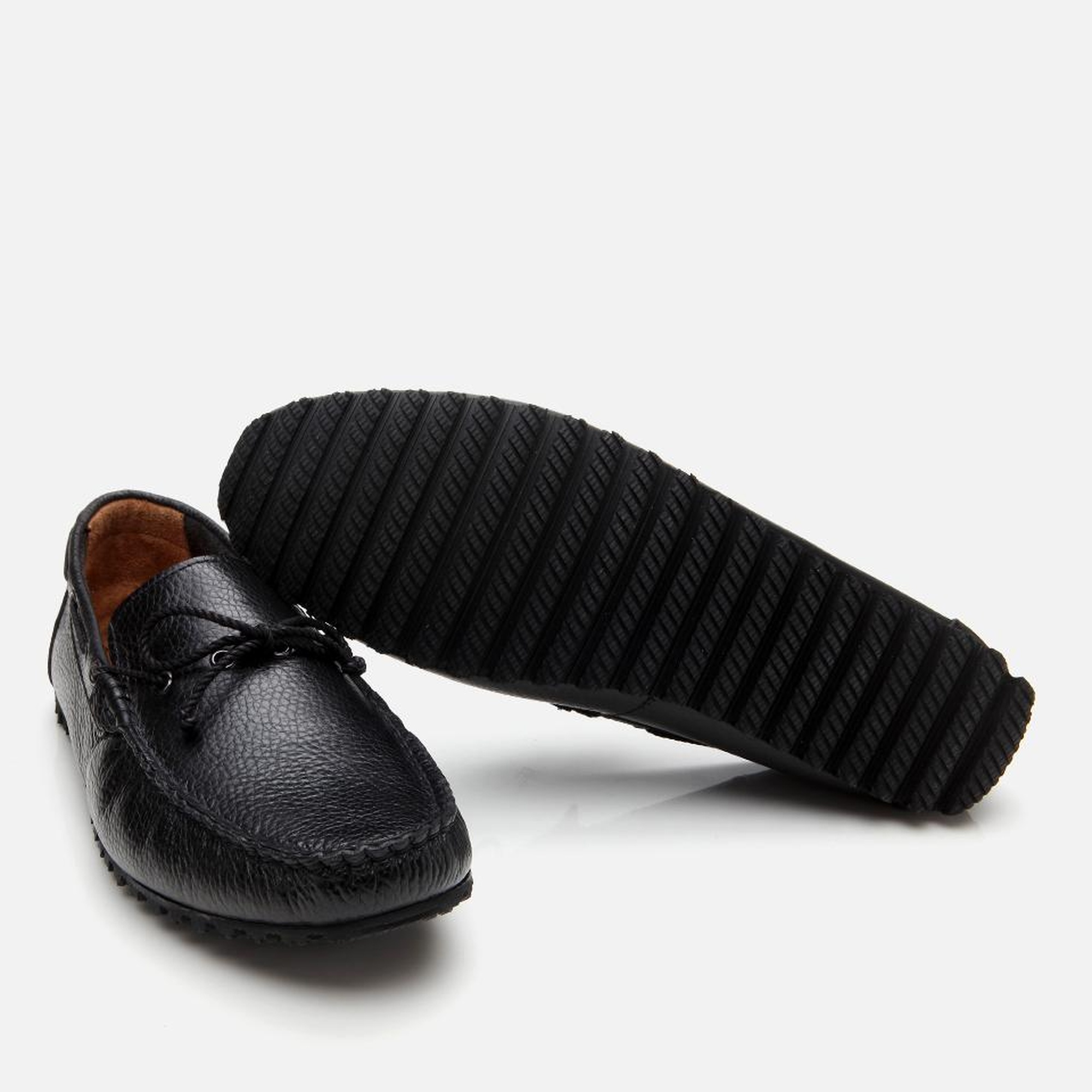 Erkek Deri Siyah Esnek Tabanlı Günlük Loafer