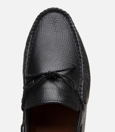  Erkek Deri Siyah Esnek Tabanlı Günlük Loafer