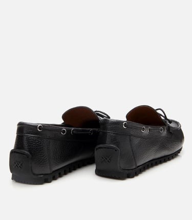  Erkek Deri Siyah Esnek Tabanlı Günlük Loafer