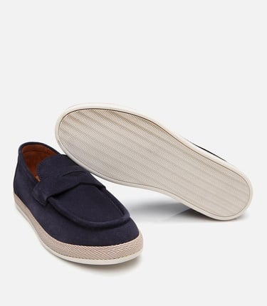  Erkek Süet Deri Lacivert Ultra Hafif Tabanlı Loafer