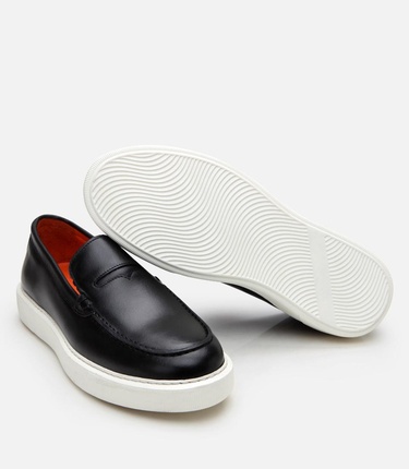  Erkek Deri Siyah Hafif Tabanlı Loafer