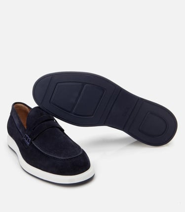  Erkek Süet Deri Lacivert Hafif Tabanlı Günlük Loafer