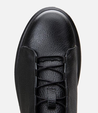  Erkek Deri Siyah Ultra Hafif Tabanlı Spor Ayakkabı