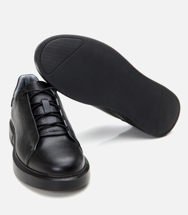  Erkek Deri Siyah Ultra Hafif Tabanlı Spor Ayakkabı