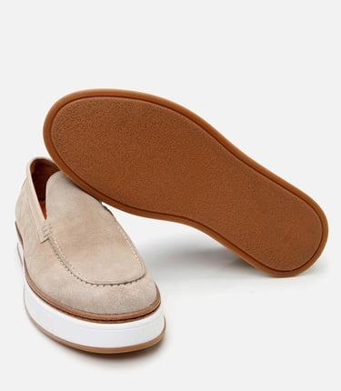  Erkek Süet Deri Bej Loafer