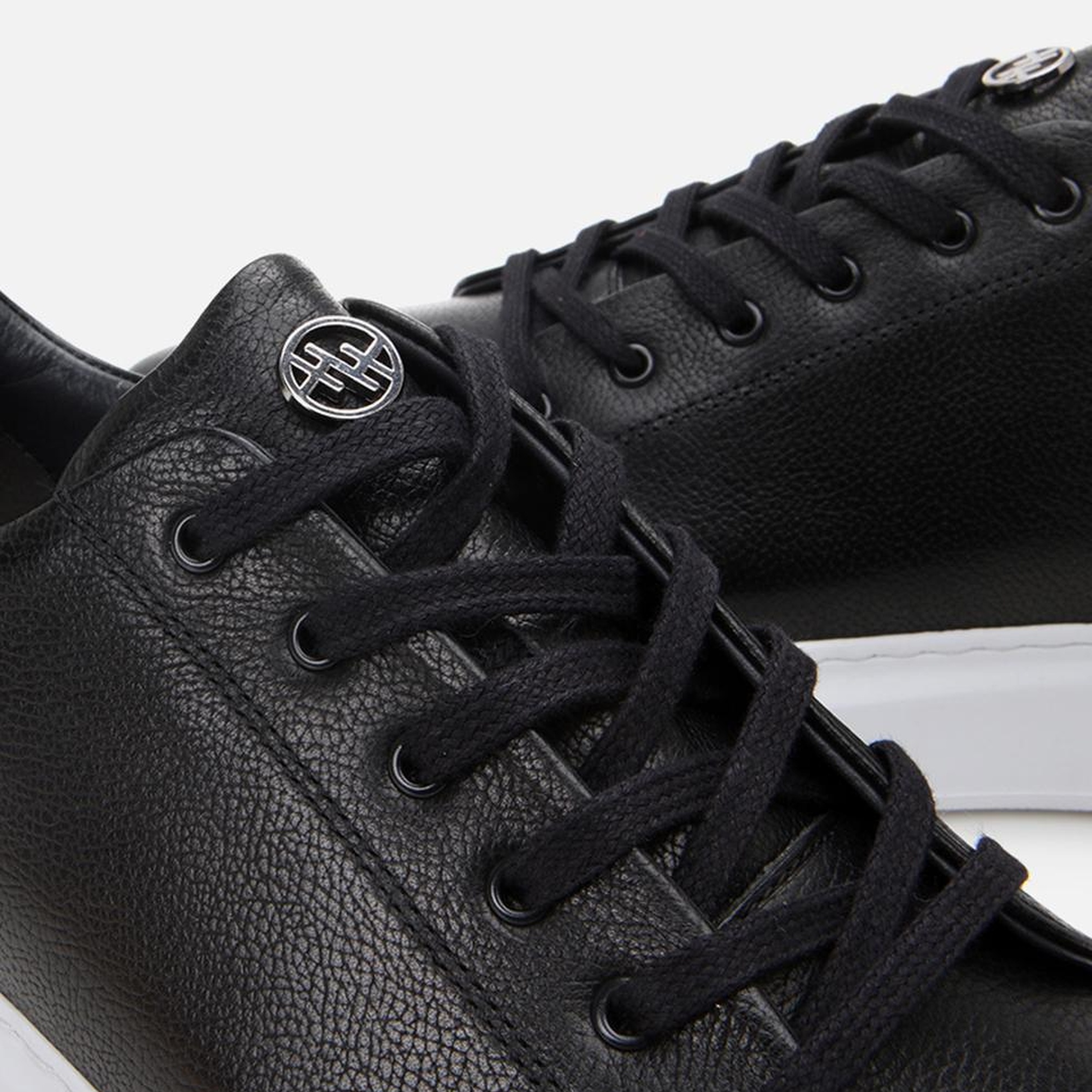 Erkek Deri Siyah Rahat Tabanlı Spor Ayakkabı