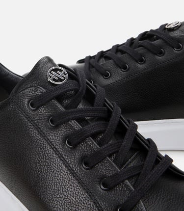  Erkek Deri Siyah Rahat Tabanlı Spor Ayakkabı