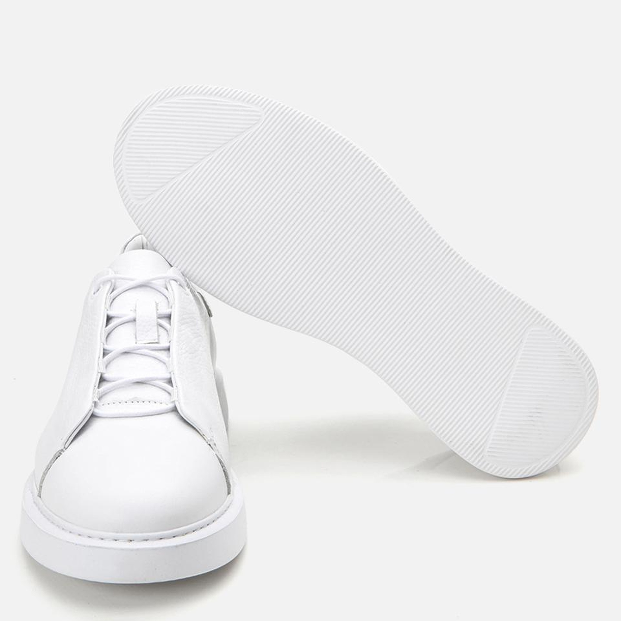 Erkek Deri Beyaz Ultra Hafif Tabanlı Spor Ayakkabı