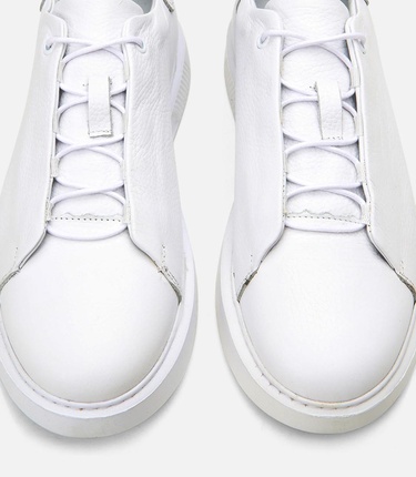  Erkek Deri Beyaz Ultra Hafif Tabanlı Spor Ayakkabı