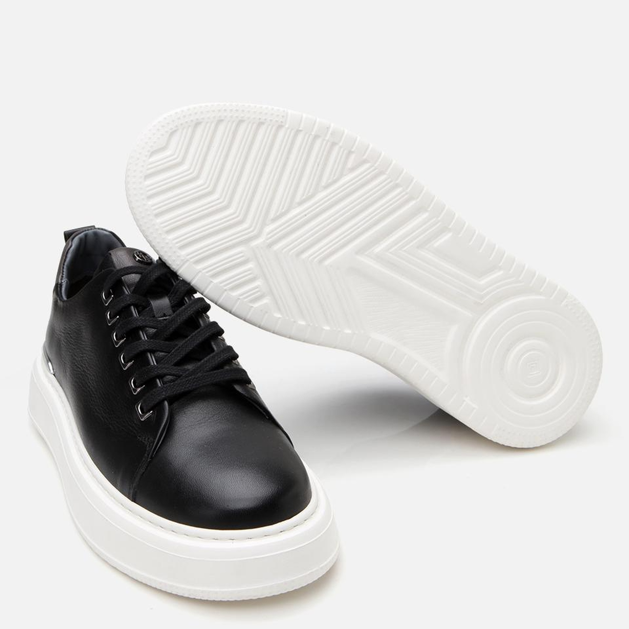 Erkek Deri Siyah Hafif Tabanlı Spor Ayakkabı