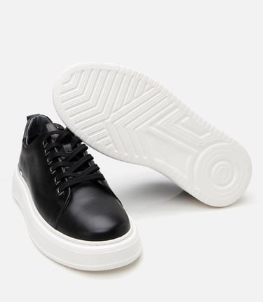  Erkek Deri Siyah Hafif Tabanlı Spor Ayakkabı