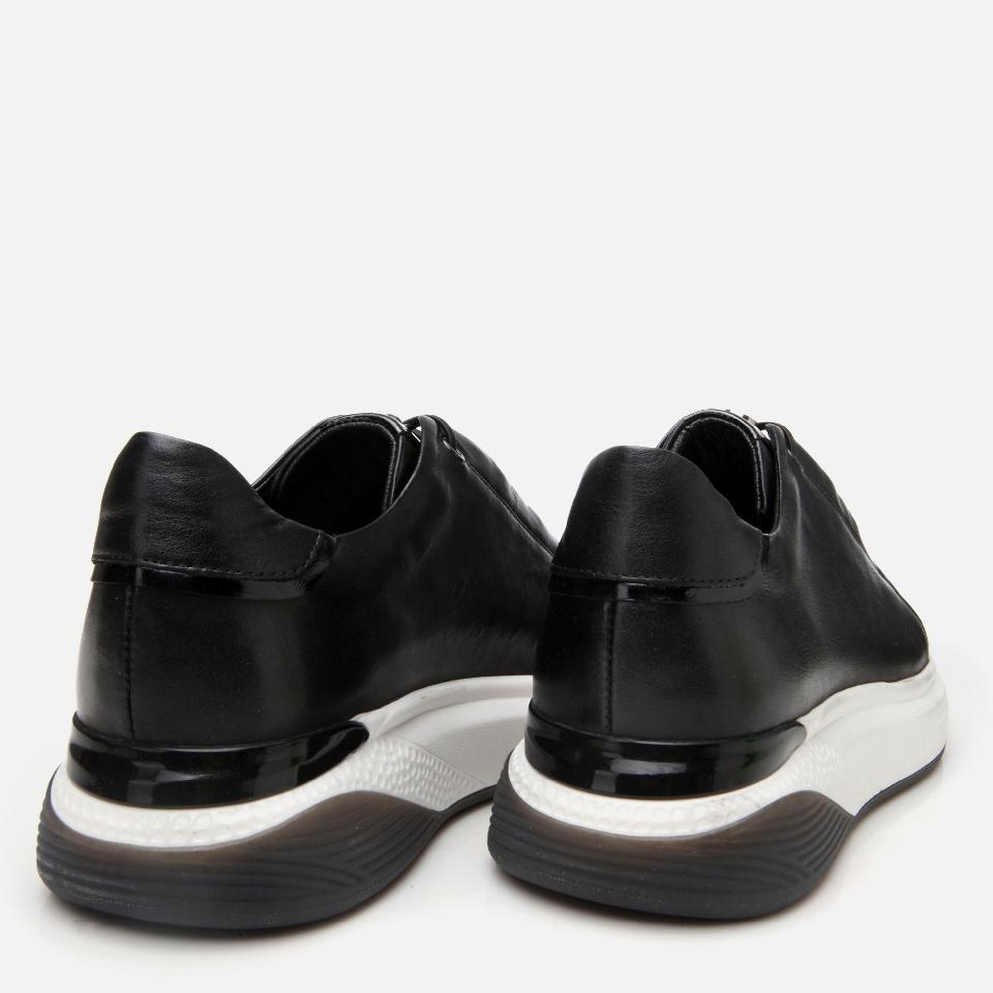 Erkek Deri Siyah Yüksek Tabanlı Spor Ayakkabı