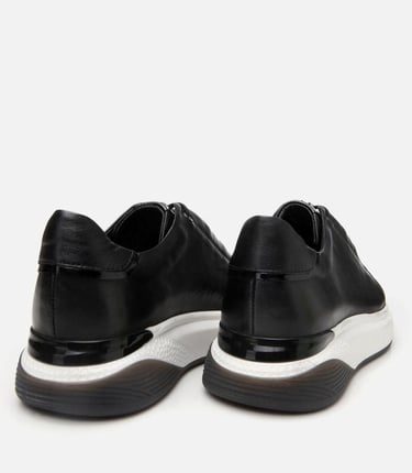  Erkek Deri Siyah Yüksek Tabanlı Spor Ayakkabı