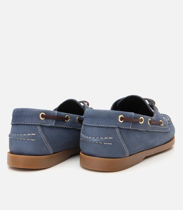  Erkek Nubuk Deri Mavi Bağcık Detaylı Günlük Loafer