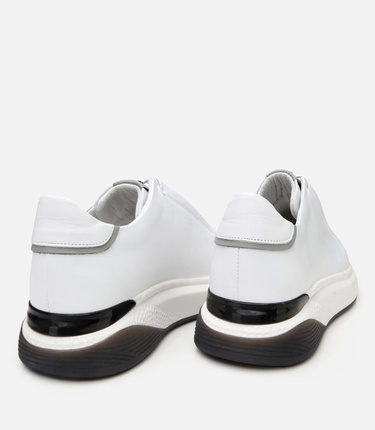  Erkek Deri Beyaz Yüksek Tabanlı Spor Ayakkabı