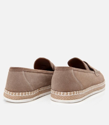  Erkek Süet Deri Bej Ultra Hafif Tabanlı Loafer