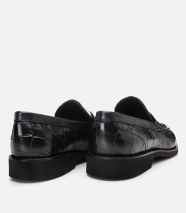  Erkek Deri Siyah Hafif Tabanlı Klasik Loafer