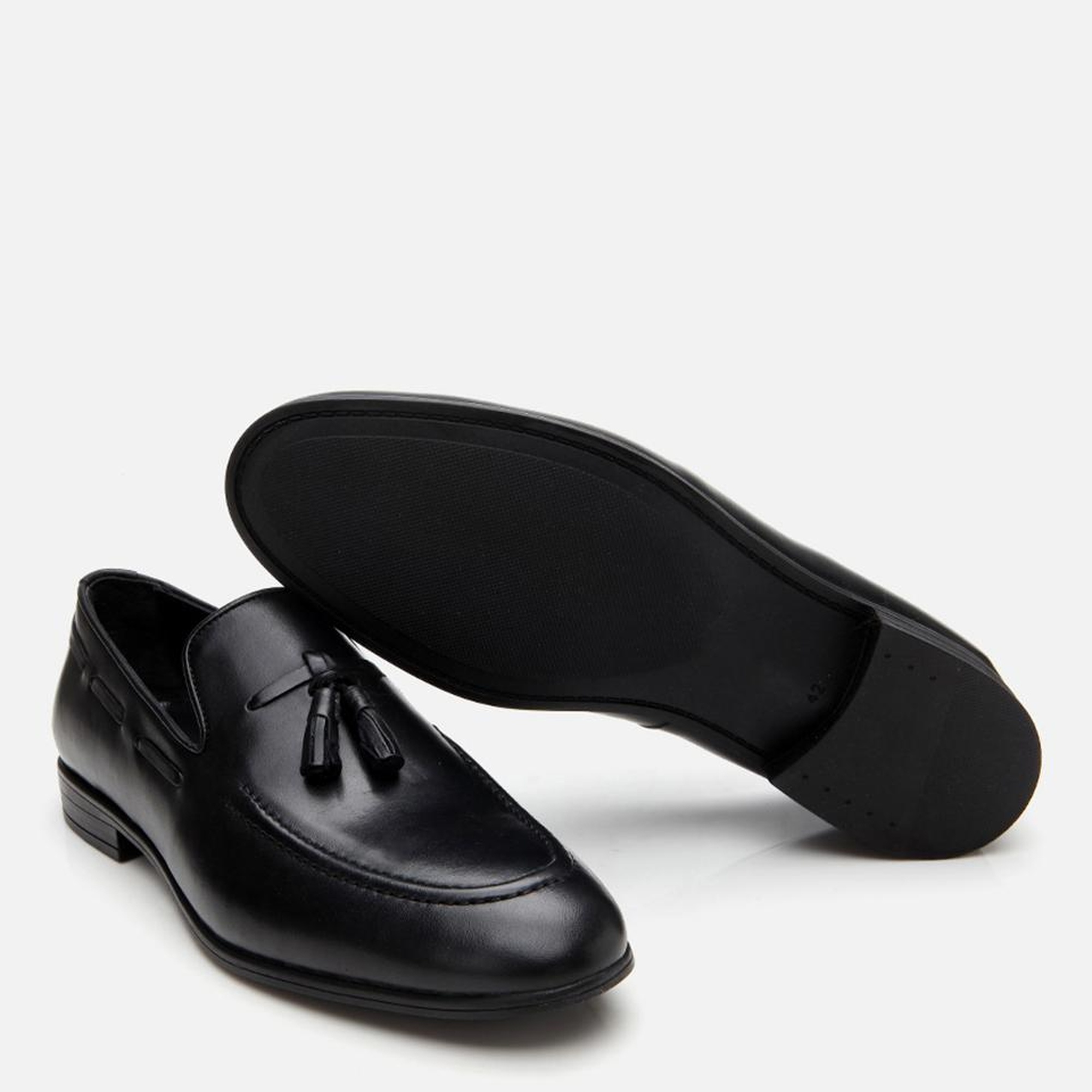 Erkek Deri Siyah Püskül Detaylı Loafer