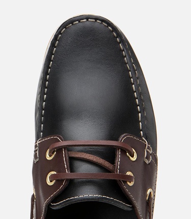  Erkek Deri Siyah Bağcık Detaylı Günlük Loafer