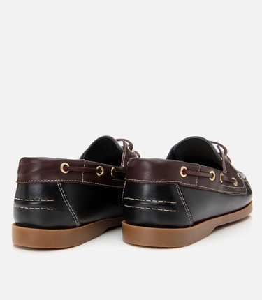  Erkek Deri Siyah Bağcık Detaylı Günlük Loafer