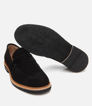  Erkek Süet Deri Siyah Hafif Tabanlı Loafer