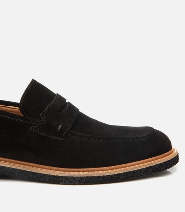  Erkek Süet Deri Siyah Hafif Tabanlı Loafer