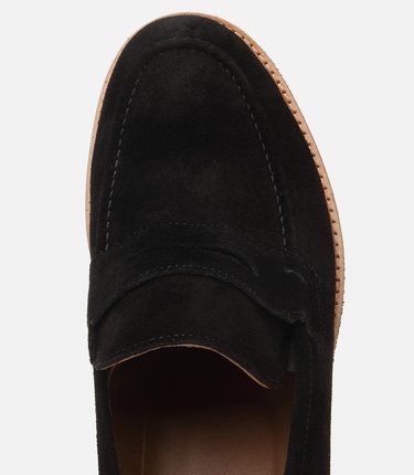  Erkek Süet Deri Siyah Hafif Tabanlı Loafer