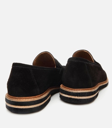  Erkek Süet Deri Siyah Hafif Tabanlı Loafer