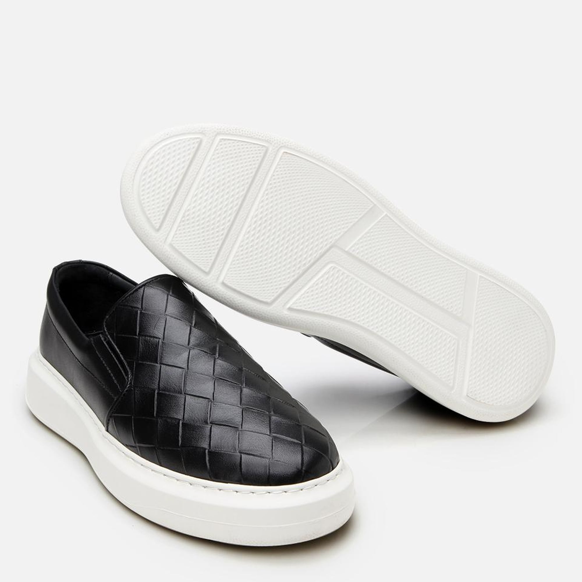 Erkek Deri Siyah Baskılı Günlük Loafer