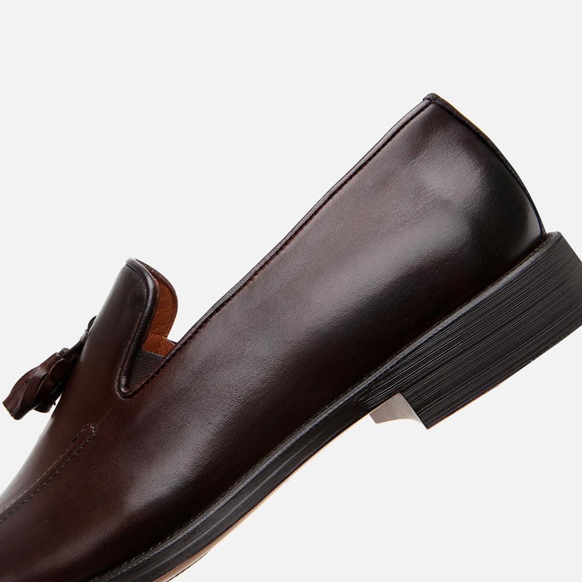 Erkek Deri Kahverengi Püskül Detaylı Klasik Loafer