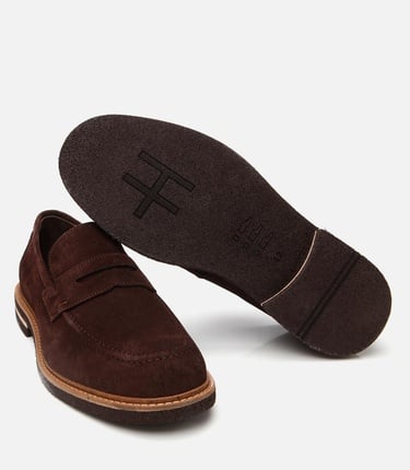  Erkek Süet Deri Kahverengi Hafif Tabanlı Loafer