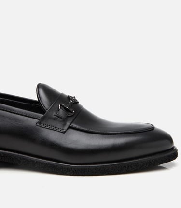 Erkek Deri Siyah Hafif Tabanlı Klasik Loafer