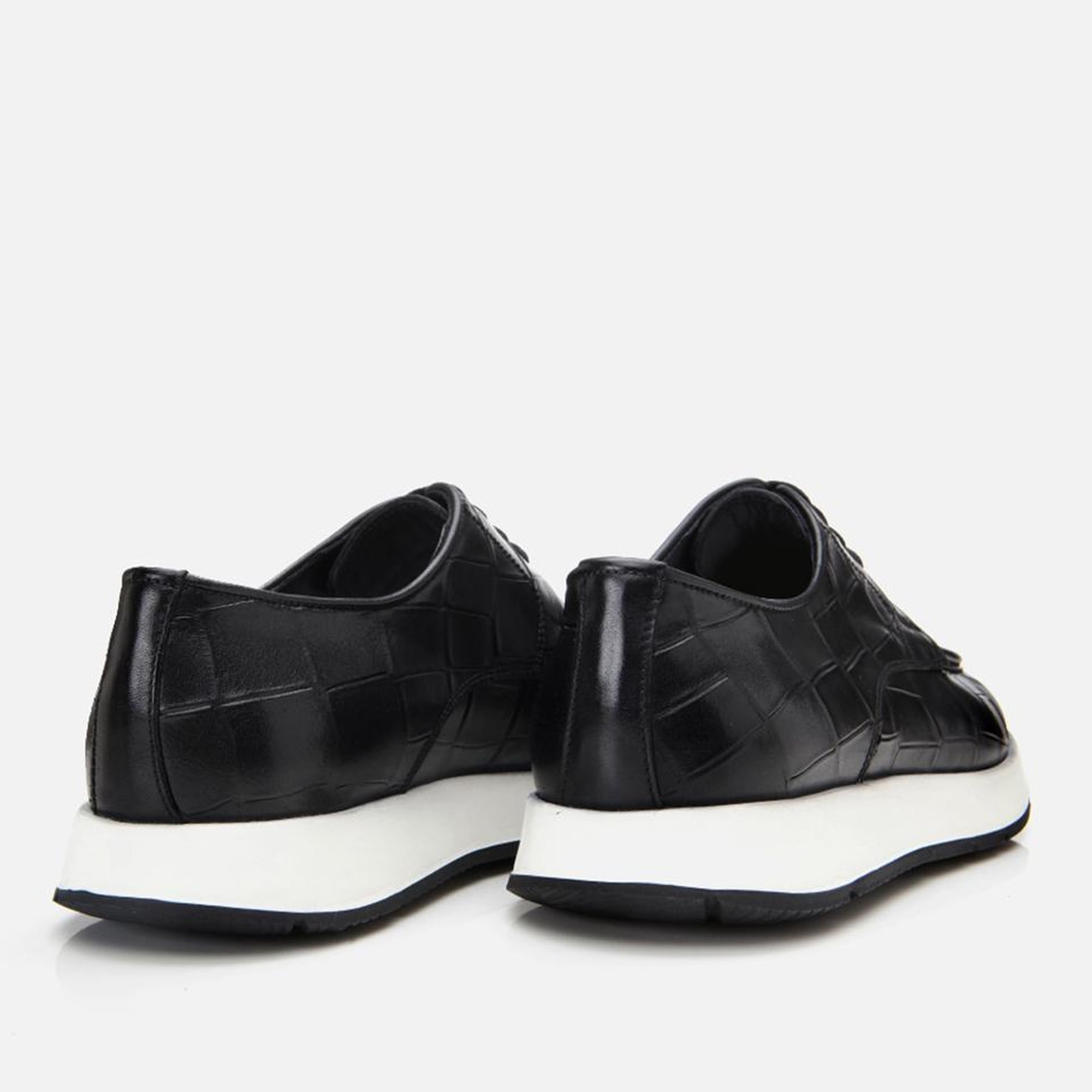 Erkek Deri Siyah Kroko Desenli Günlük Ayakkabı