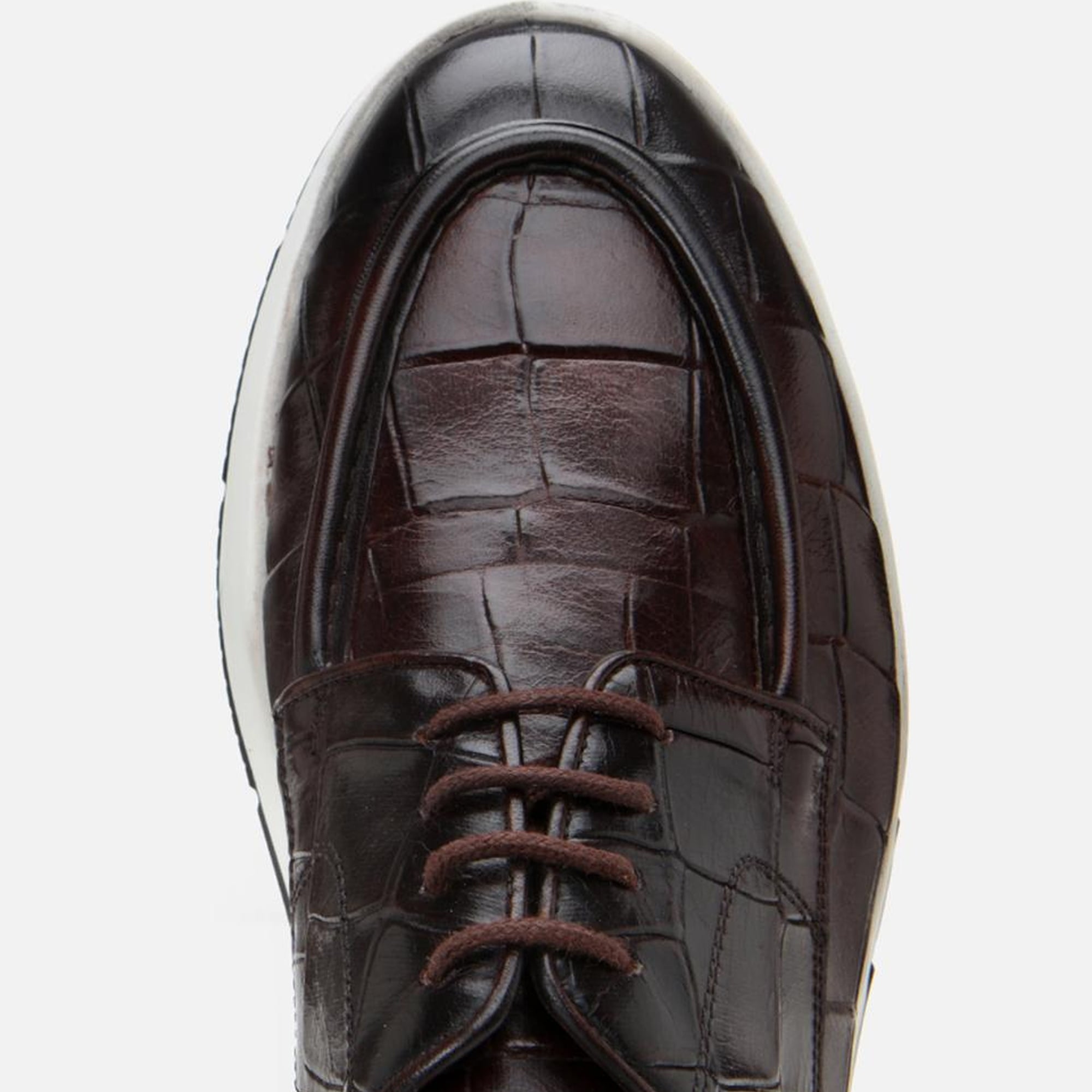 Erkek Deri Kahverengi Kroko Desenli Günlük Ayakkabı