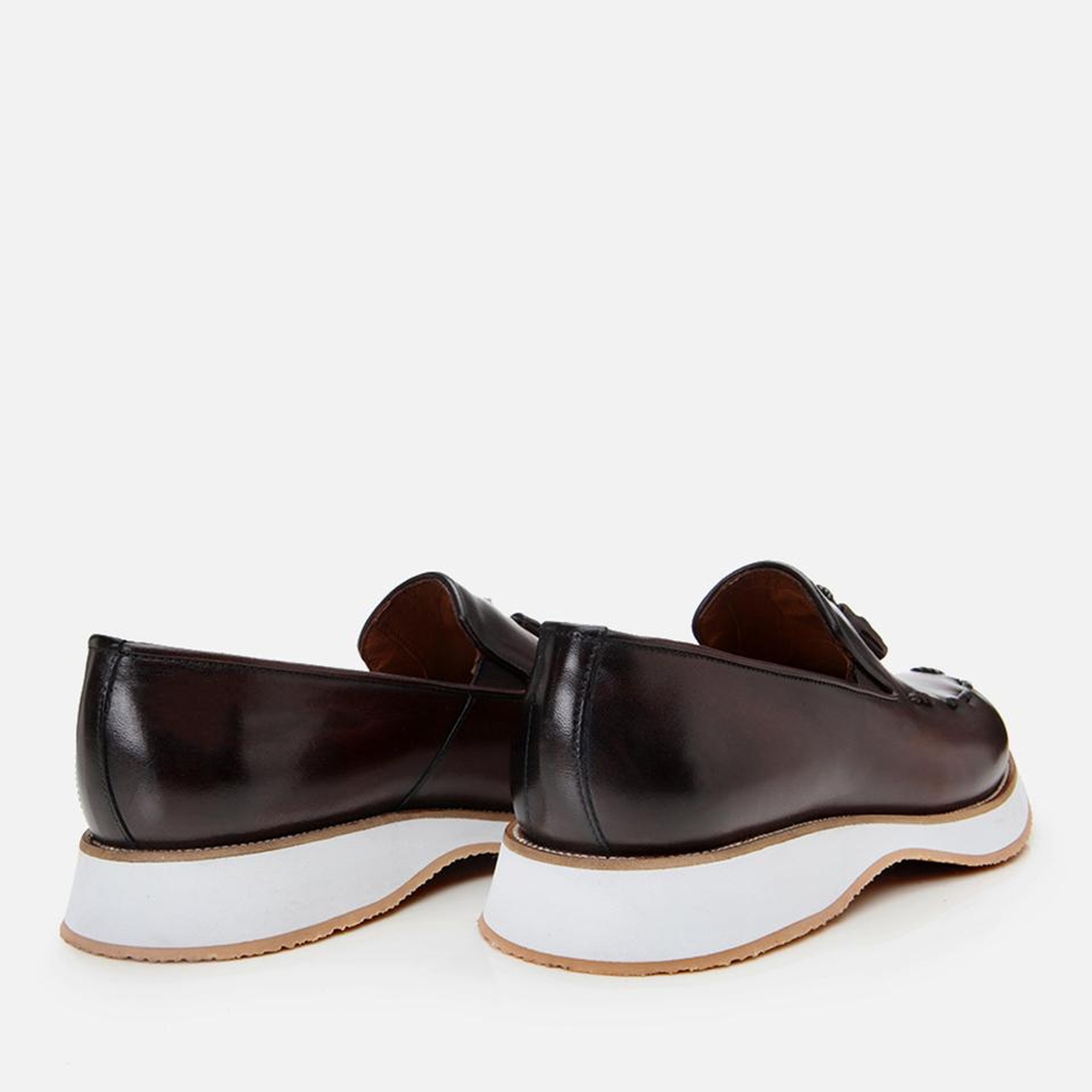 Erkek Deri Kahverengi Püskül Detaylı Klasik Loafer